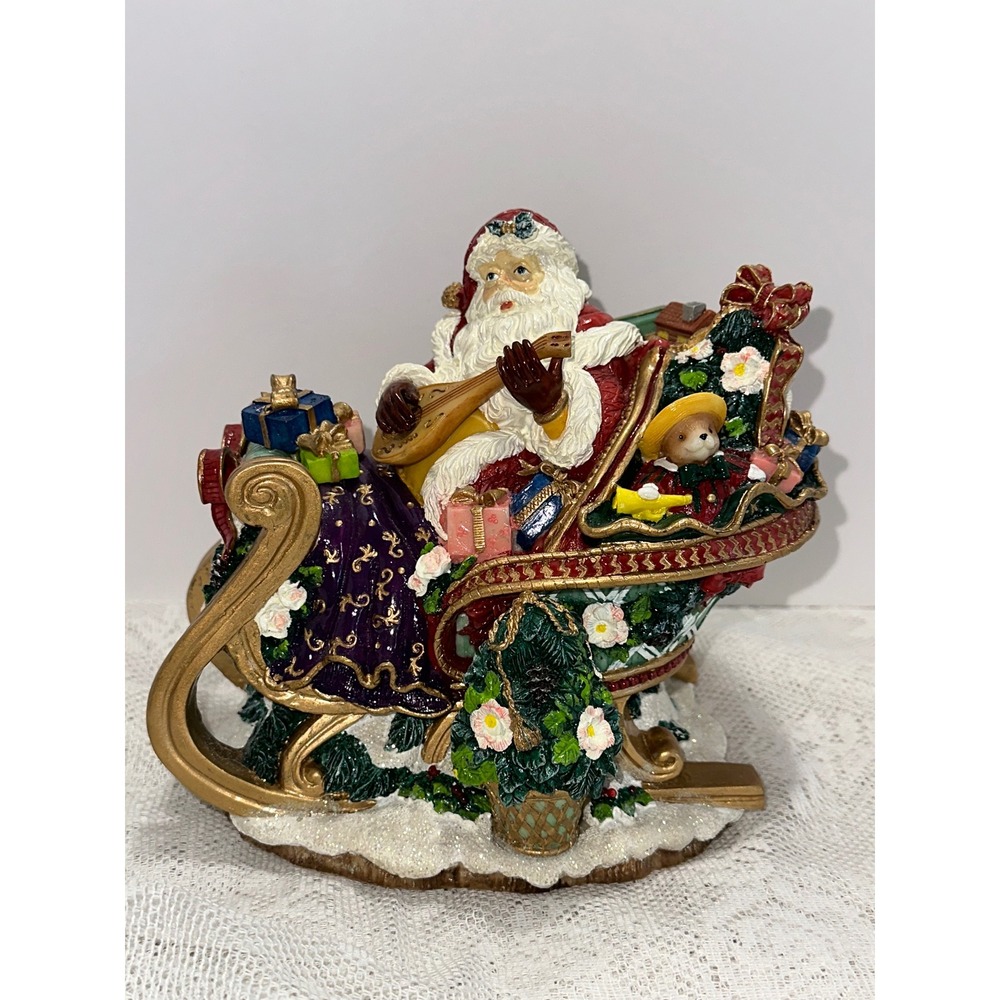 Musical Santa‎ Sleigh Figurine Christmas Holiday Home Decor Gifts